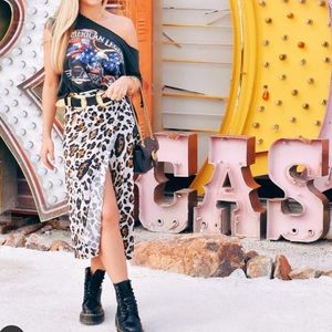 Leopard midi wrap skirt